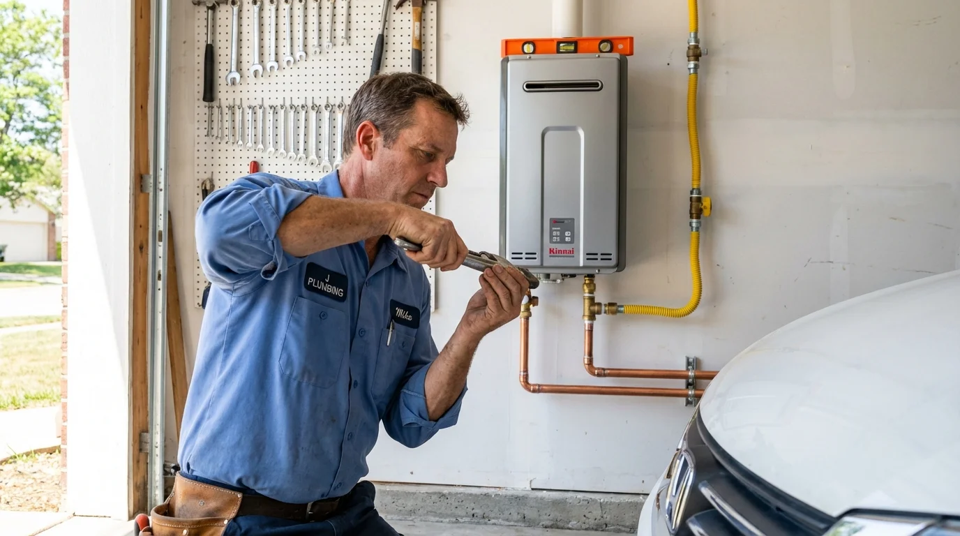 Tankless water heater installation by a Johns Plumbing LLC plumber in Cedar Rapids